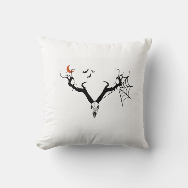 Spooky tree deer antlers throw pillow (Front)