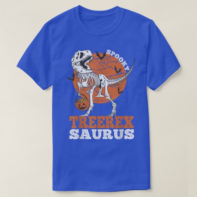 Spooky TreeRe Saurus Dinosaur Skeleton T re Pumpki T-Shirt (Design Front)