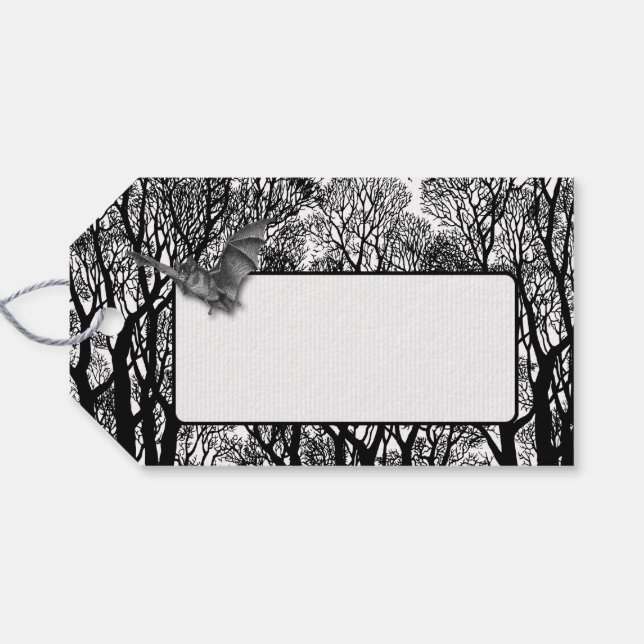 Spooky Trees & Bat Halloween Gift Tags (Back Horizontal)