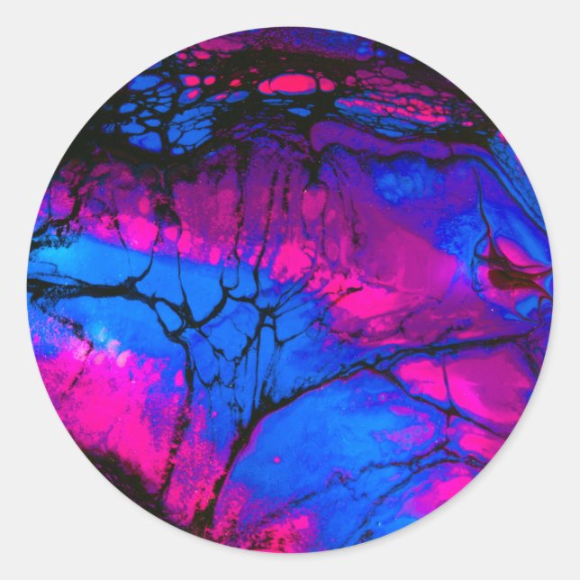 Spooky Trees in Evening Acrylic Art Classic Round Sticker (Front)