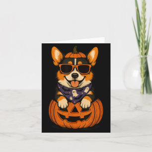 Spooky Tri Colour Corgi Pumpkin Halloween Dog Love Card