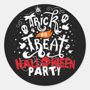 Spooky Trick or Treat Halloween Party Favour Classic Round Sticker