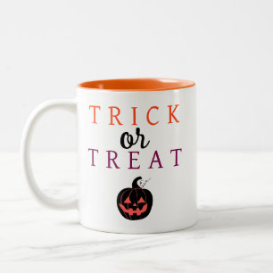 Spooky Trick Or Treat Jack-o'-lantern Halloween Two-Tone Coffee Mug