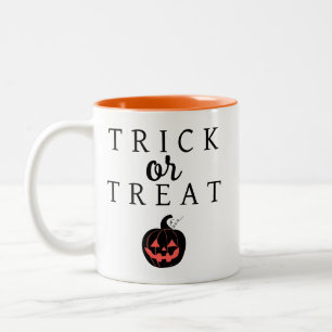 Spooky Trick Or Treat Jack-o'-lantern Halloween Two-Tone Coffee Mug