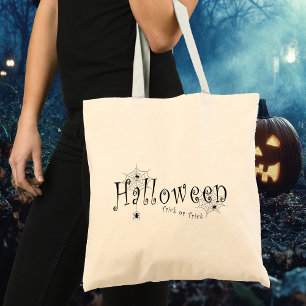Spooky Trick or Trick Halloween Spider Design Tote Bag
