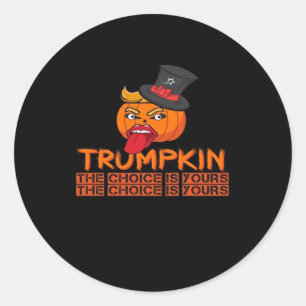 Spooky Trumpkin Halloween Top Hat & Tongue Out– Is Classic Round Sticker