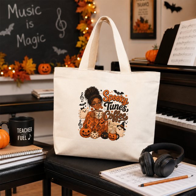 Spooky Tunes Coffee Tote Bag – Halloween Gift (Creator Uploaded)