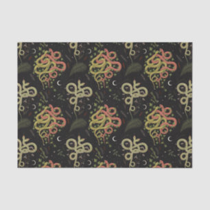 Spooky Two faced Snakes Moon Leaves Halloween Tissue Paper