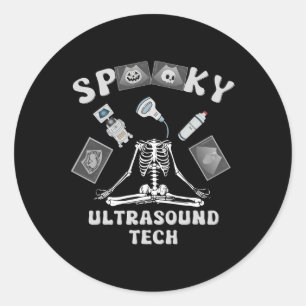 Spooky Ultrasound Tech Skeleton Halloween Costume Classic Round Sticker