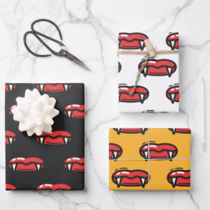 Spooky Vampire Bloody Fangs Teeth Halloween Gift Wrapping Paper Sheet