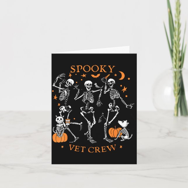 Spooky Vet Ccrew Skeleton Dancing Veterinary Med Card (Front)