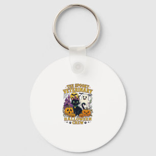 Spooky Veterinary Halloween Crew Black Cat Ghost P Keychain