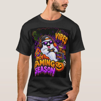 Spooky Vibes Gaming Season Gamer Ghost T-Shirt