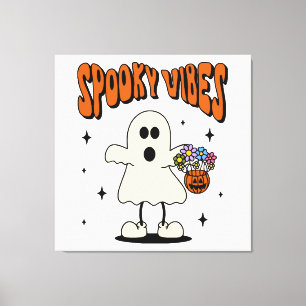Spooky vibes ghost canvas print