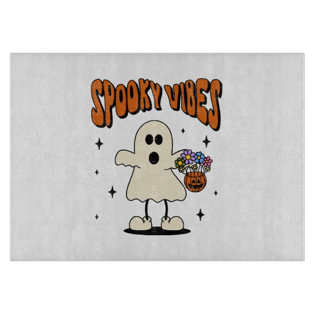 Spooky vibes ghost cutting board (Front)