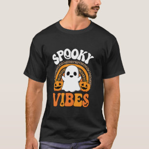 Spooky Vibes Ghost Pumpkin Halloween Rainbow Men W T-Shirt