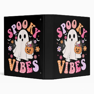 Spooky Vibes Ghost Retro Groovy Halloween Binder