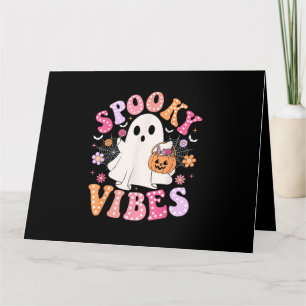 Spooky Vibes Ghost Retro Groovy Halloween Card