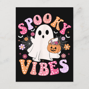Spooky Vibes Ghost Retro Groovy Halloween Enclosure Card