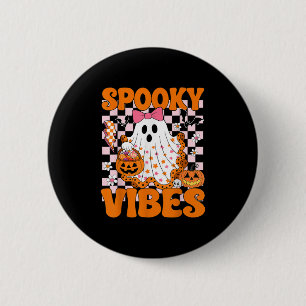 Spooky Vibes Ghost Retro Groovy Halloween Women Gi 2 Inch Round Button