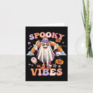 Spooky Vibes Ghost Retro Groovy Halloween Women Gi Card