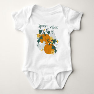 Spooky Vibes - Ghosts and Pumpkins Baby Bodysuit