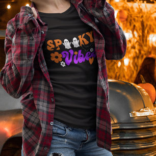 Spooky Vibes Ghosts Black  T-Shirt