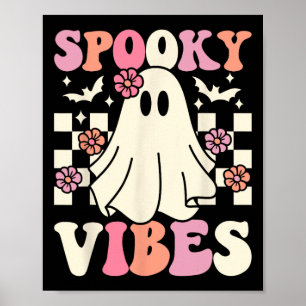 Spooky Vibes Halloween Ghost Costume Retro Groovy  Poster