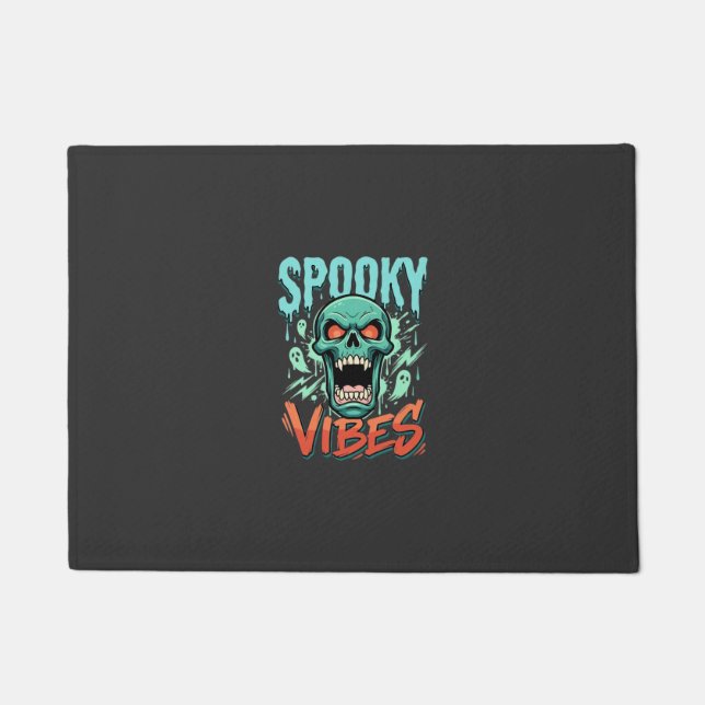 Spooky Vibes Halloween Ghost Skull Design_1 Doormat (Front)