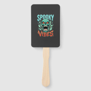 Spooky Vibes Halloween Ghost Skull Design_1 Hand Fan
