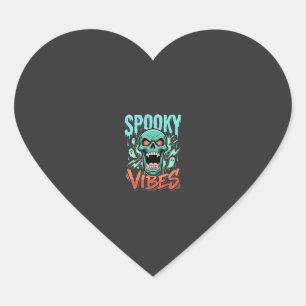 Spooky Vibes Halloween Ghost Skull Design_1 Heart Sticker