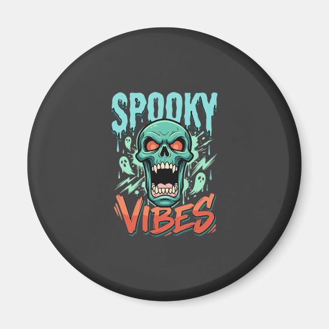 Spooky Vibes Halloween Ghost Skull Design_1 Magnet (Front)