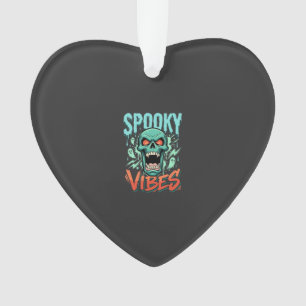 Spooky Vibes Halloween Ghost Skull Design_1 Ornament