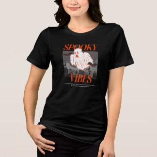 Spooky Vibes Halloween Ghost Tri-Blend Shirt