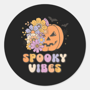Spooky Vibes Halloween Pumpkin Costume Retro Groov Classic Round Sticker