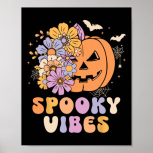 Spooky Vibes Halloween Pumpkin Costume Retro Groov Poster