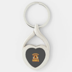 Spooky Vibes Halloween Pumpkin Witch Design_1 Keychain