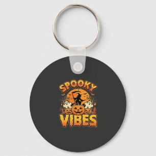 Spooky Vibes Halloween Pumpkin Witch Design_1 Keychain