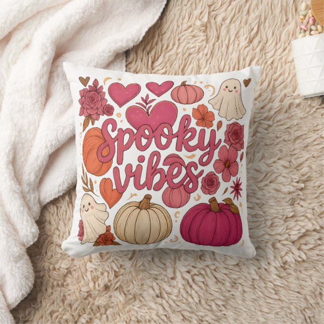 Spooky Vibes - Halloween  Throw Pillow (Blanket)