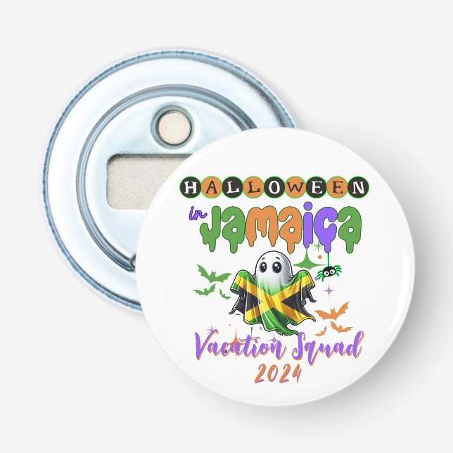 Spooky Vibes in Jamaica  Tropical Halloween Fun Bottle Opener (Front)