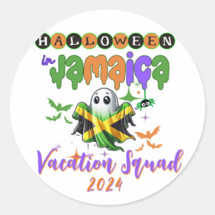 Spooky Vibes in Jamaica Tropical Halloween Fun Classic Round Sticker