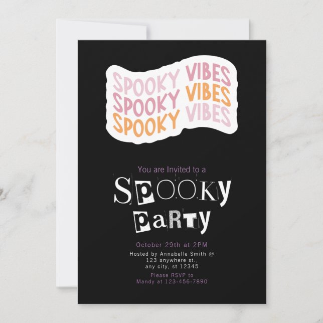 Spooky Vibes Modern Minimalist Halloween Invitation (Front)