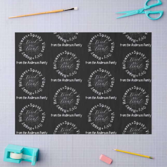 Spooky Vibes Only Black and White Happy Halloween Tissue Paper (Craft)