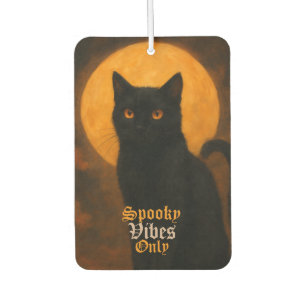 Spooky Vibes Only Halloween Black Cat Harvest Moon Air Freshener