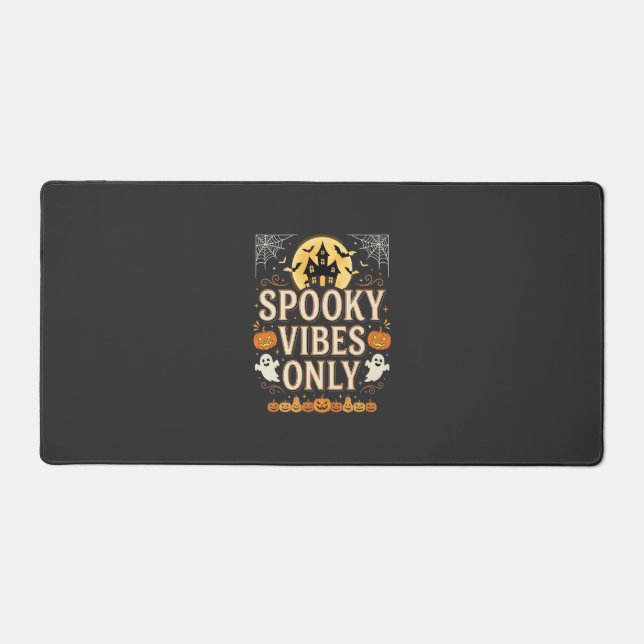 Spooky Vibes Only Halloween Ghost Castle Design_1 Desk Mat (Front)