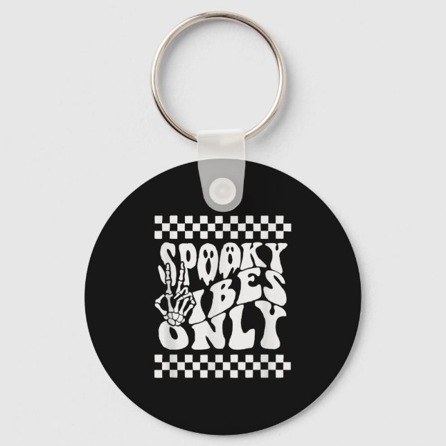 Spooky Vibes Only Halloween Retro Ghosts 80s Party Keychain (Front)