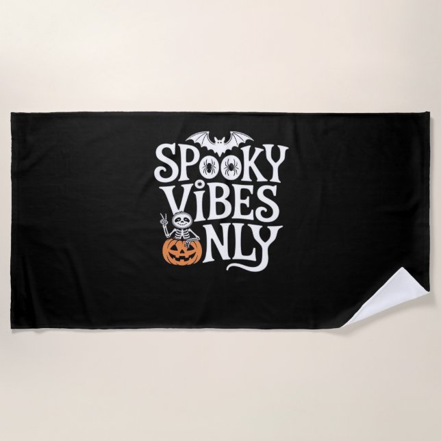 Spooky Vibes Only Halloween Sloth Oversized T-Shir Beach Towel (Front)