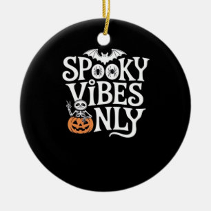 Spooky Vibes Only Halloween Sloth Oversized T-Shir Ceramic Ornament