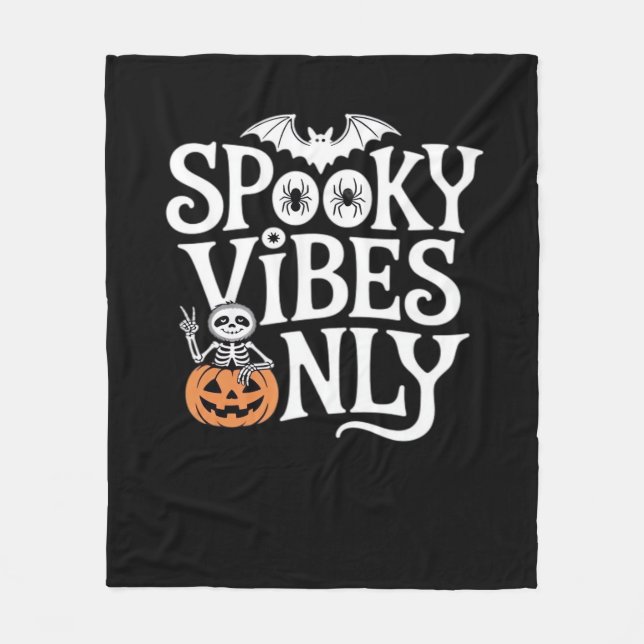 Spooky Vibes Only Halloween Sloth Oversized T-Shir Fleece Blanket (Front)