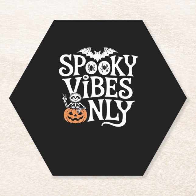 Spooky Vibes Only Halloween Sloth Oversized T-Shir Paper Coaster (Front)